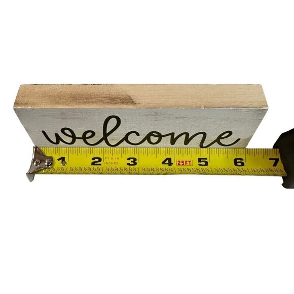 Rustic Wooden Welcome Sign 6 x 3 inches Farmhouse Decor Distressed White Mini - Picture 2 of 12